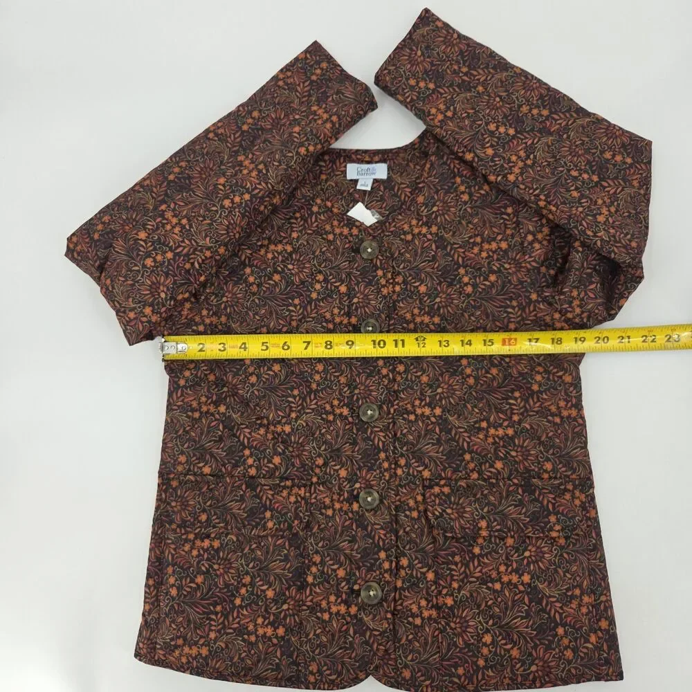 Croft & Barrel Quilted Jacket Womens Size Small Floral Fall Winter Gorpcore